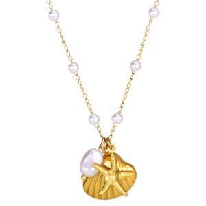 "Starfish And Seashell" VERIŽICA, 18K Gold Plated Steel