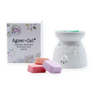 Keramični talilnik za voščene kocke + 4 sojine dišeče kocke