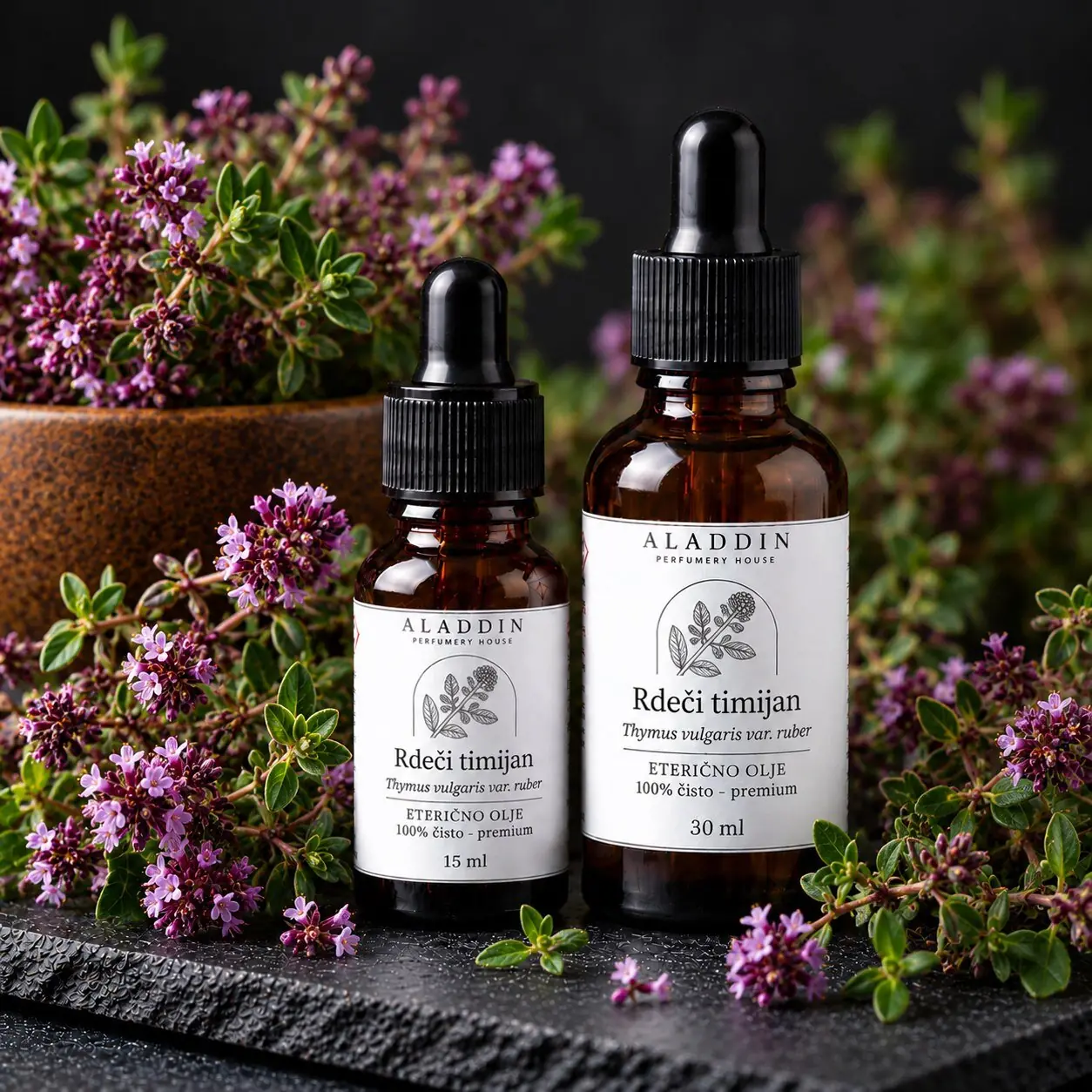 Rdeči timijan (Thymus vulgaris) – 100 % naravno eterično olje Rdeči timijan (Thymus vulgaris) – 100 % naravno eterično olje